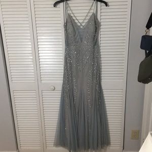 Light blue beaded prom dress